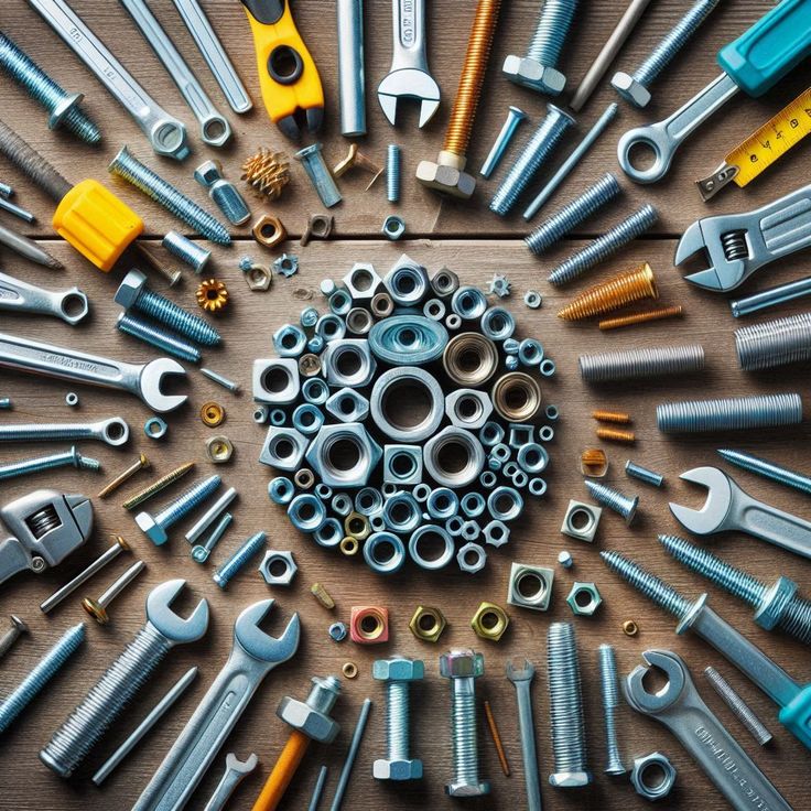 Assorted hardware fasteners and fixing components